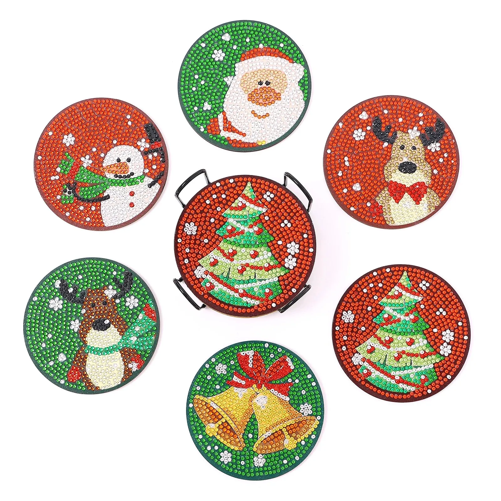DIY Diamond Art Christmas Coasters Crystal Rhinestone  6pcs/Set