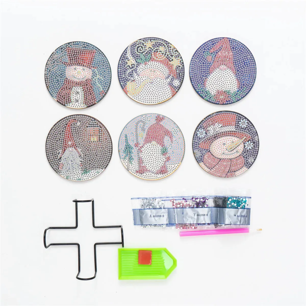 DIY Diamond Art Christmas Coasters Crystal Rhinestone  6pcs/Set