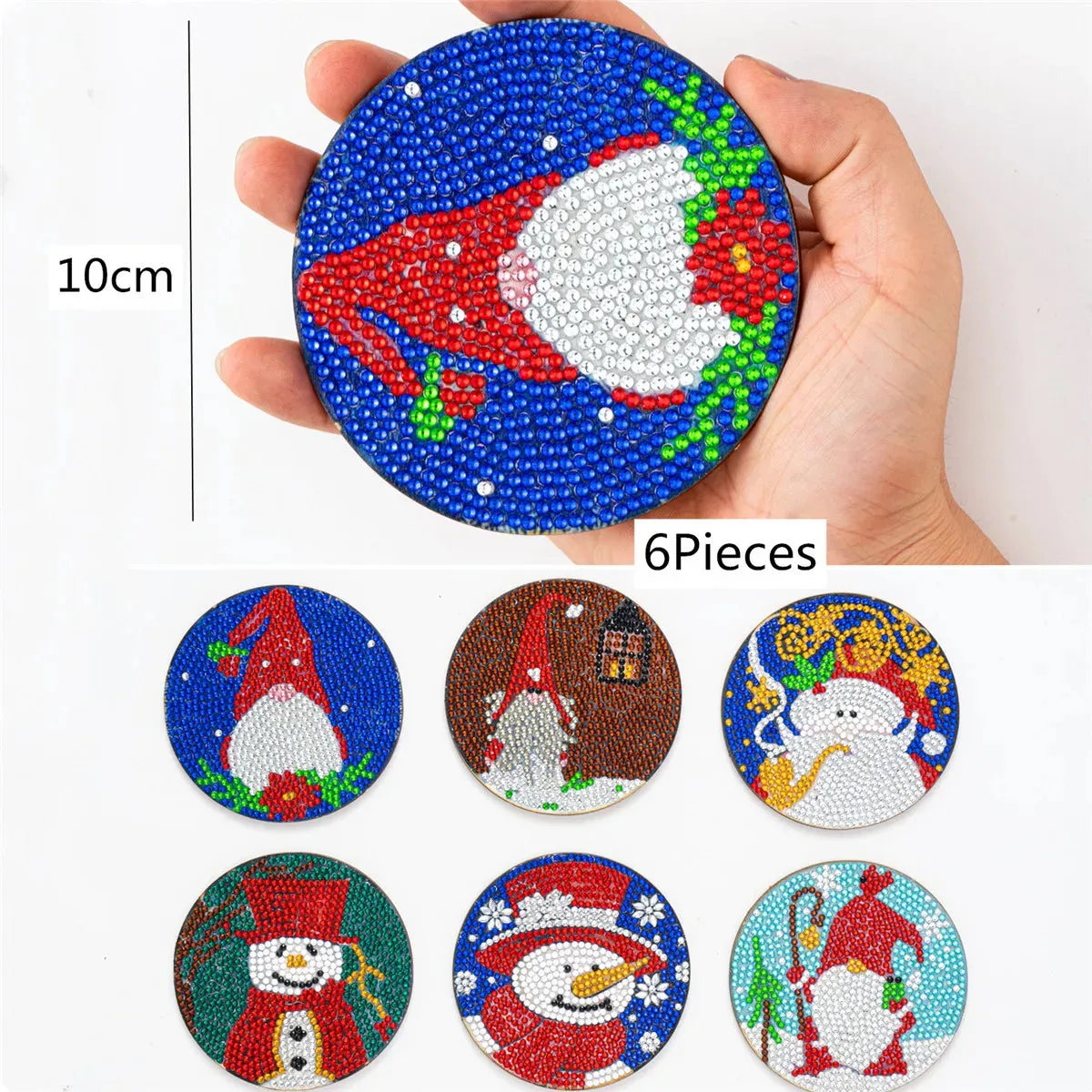 DIY Diamond Art Christmas Coasters Crystal Rhinestone  6pcs/Set