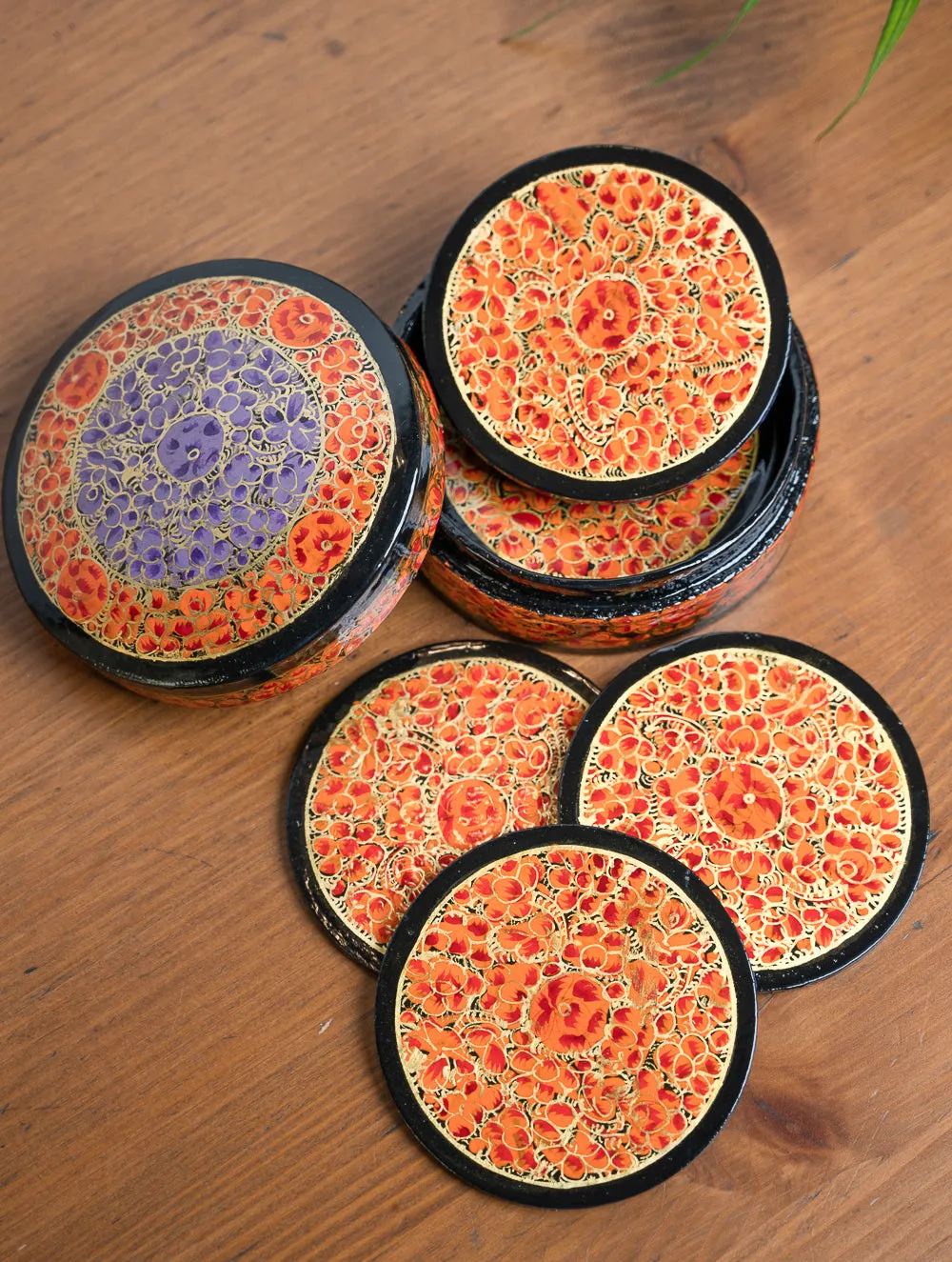 Hand-Painted Kashmiri Coasters (With Box)