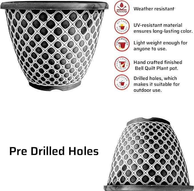 SG Traders Bell Quilt Plant Pots (Pack of 2)